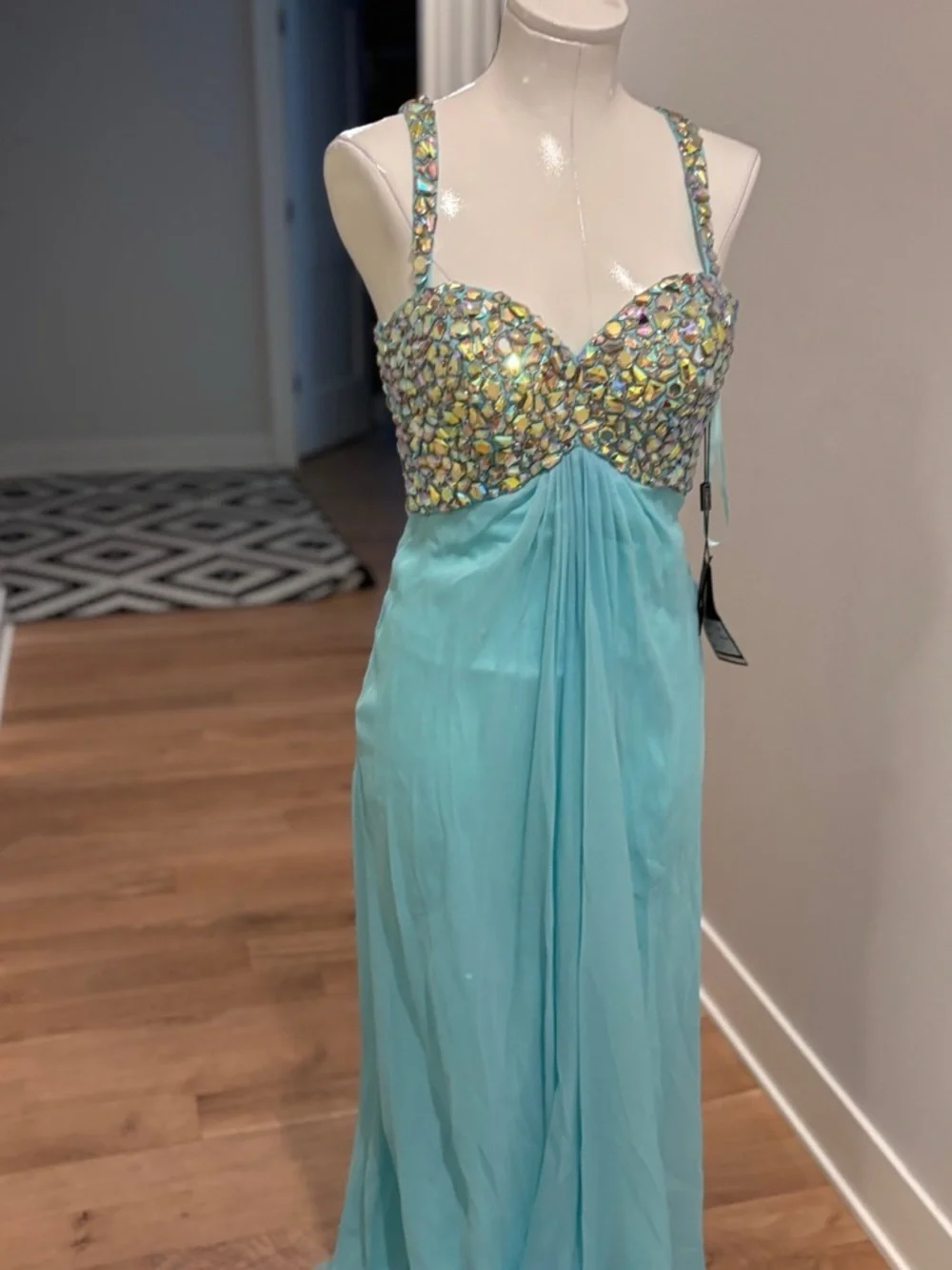 La Femme Light Blue Embellished Prom Dress. Size 2. New